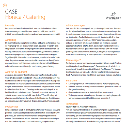 Specialisatie Horeca catering StudentenWerk